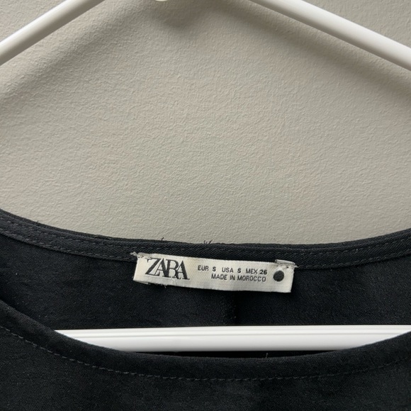 Zara Black Cropped Silk Blouse Top - Picture 3 of 3